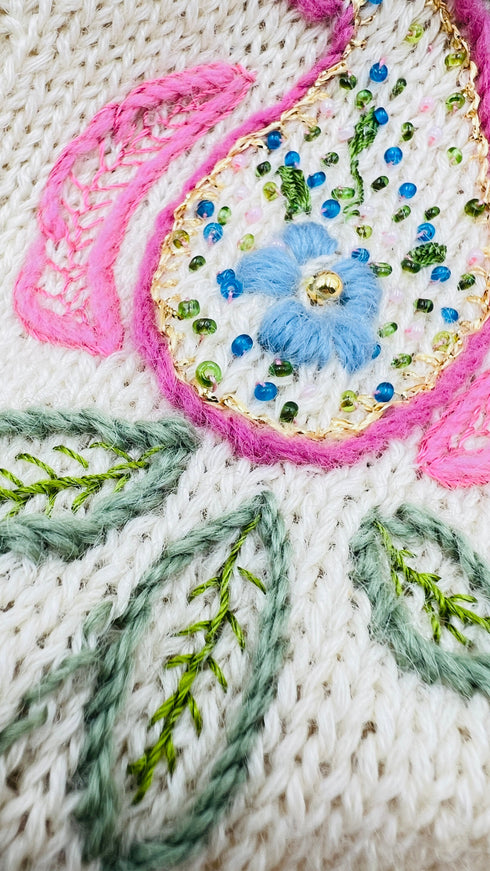 Cardigan ricamato paisley