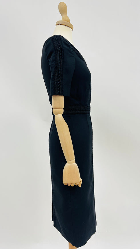 Tubino midi nero in seta-lana