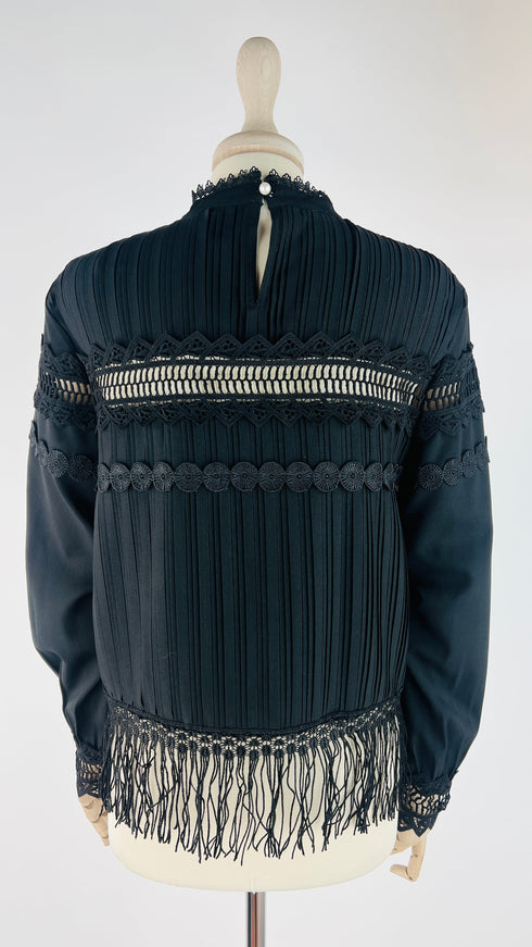 Blusa plissé con frange