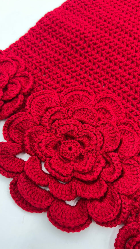 Sciarpa in lana con fiori