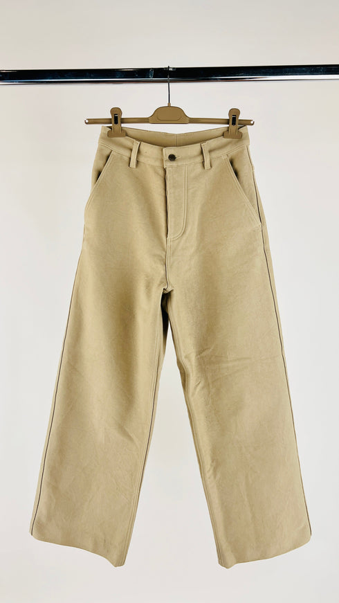 Pantaloni beige a gamba larga