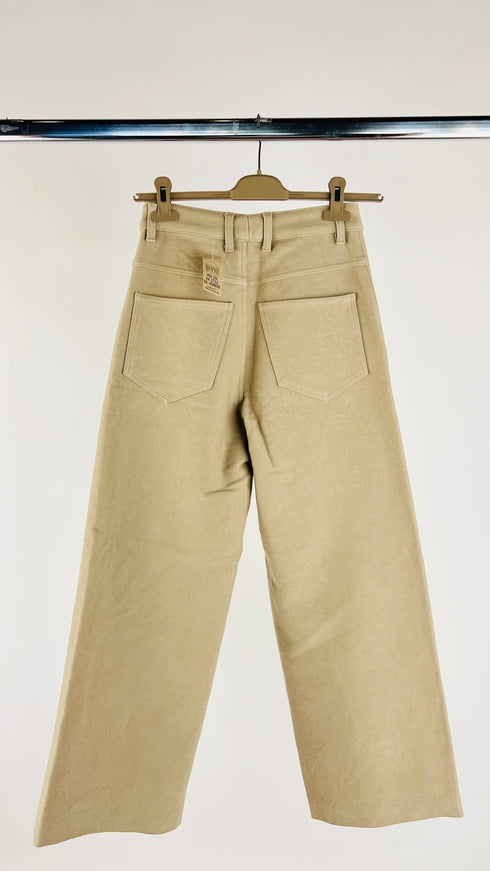 Pantaloni beige a gamba larga