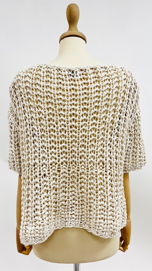 Maglia traforata cotone-lino