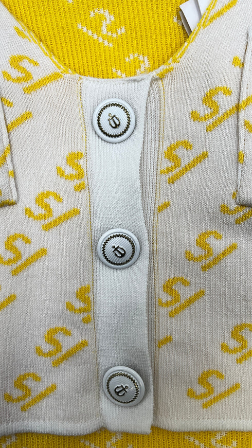 Cardigan corto con cartellino