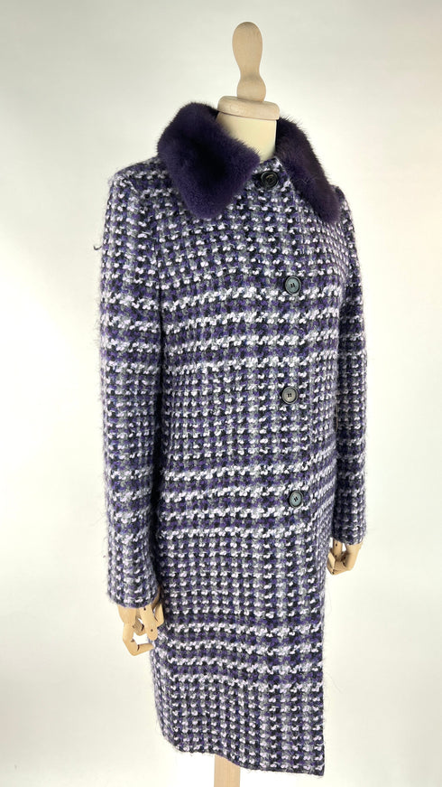 Cappotto tweed collo pelliccia