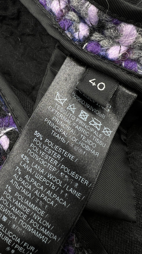 Cappotto tweed collo pelliccia