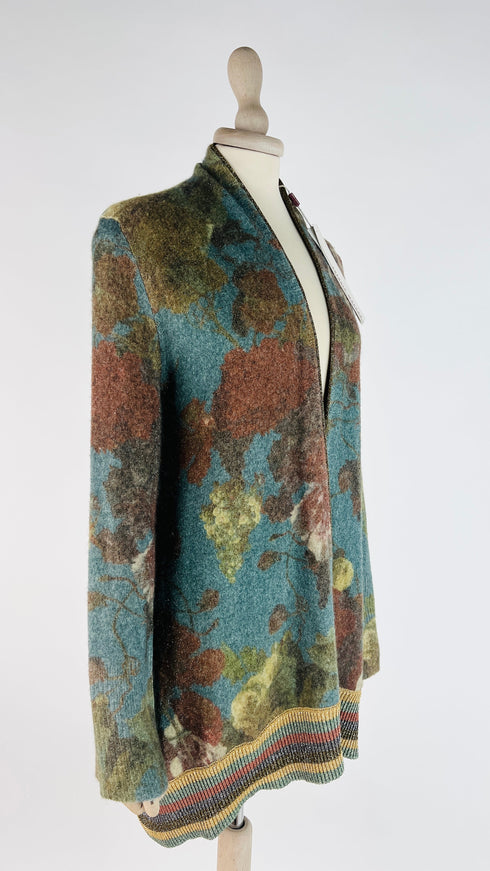 Cardigan fiori lurex con cartellino