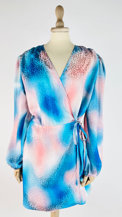 Abito corto in seta a portafoglio