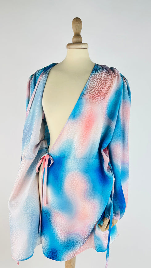 Abito corto in seta a portafoglio