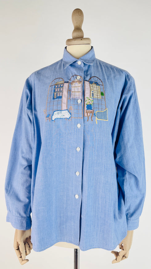 Camicia in cotone ricamata