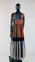 Abito lungo svasato cotone color block