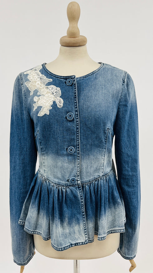 Giacca denim pizzo