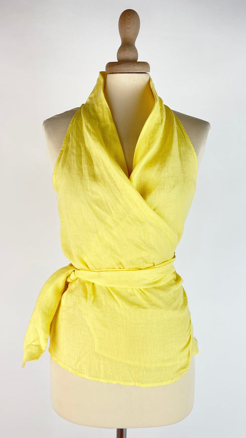 Top con fiocco in lino