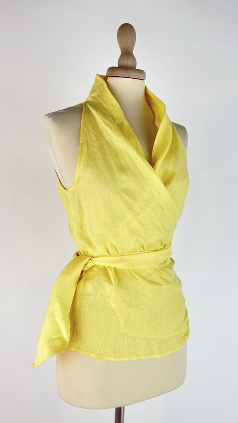 Top con fiocco in lino