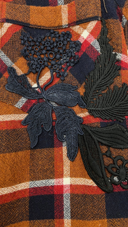 Camicia tartan ricamata