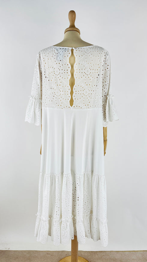 Abito midi inserti in pizzo