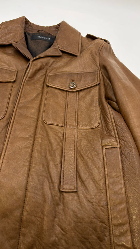 Giacca in pelle marrone