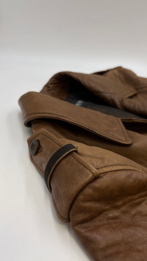 Giacca in pelle marrone