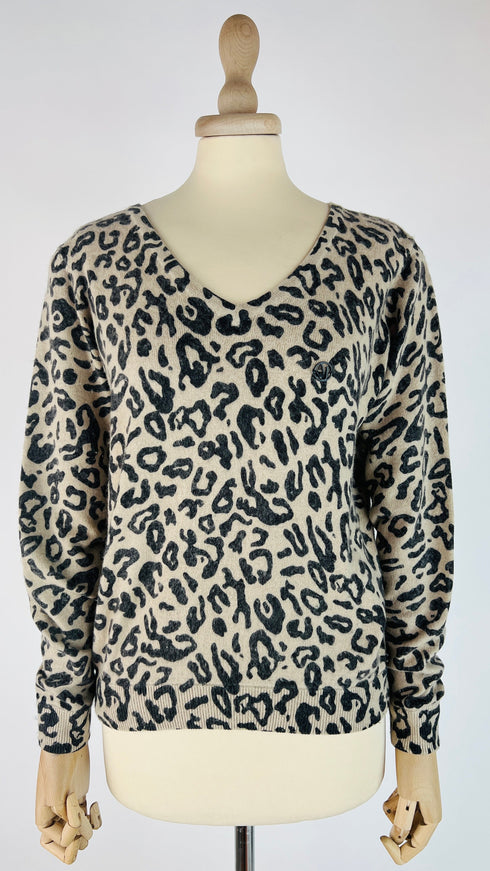Maglia a V animalier