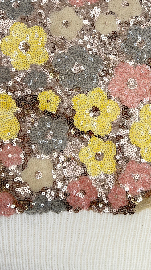 Maglione paillettes fiori