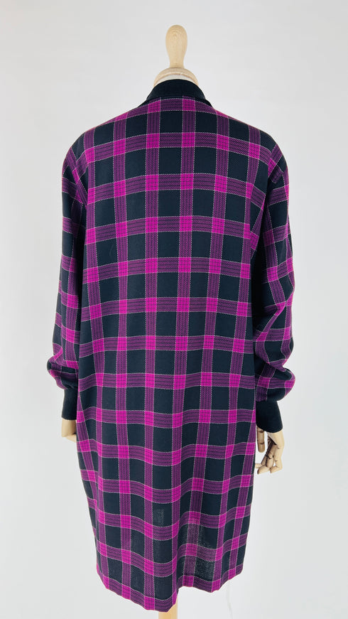 Abito midi check dettagli costine