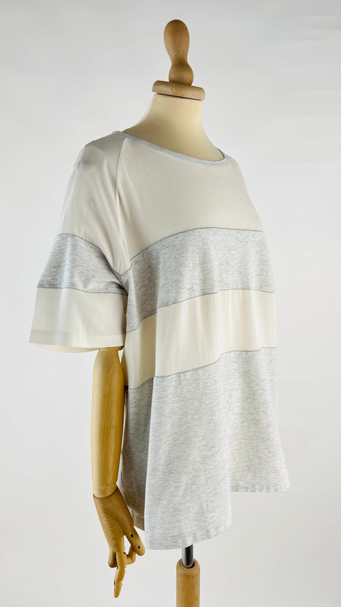 Maglia inserti seta e strass