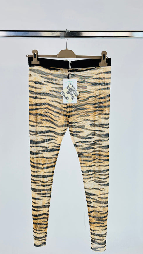 Leggings sheer animalier con cartellino