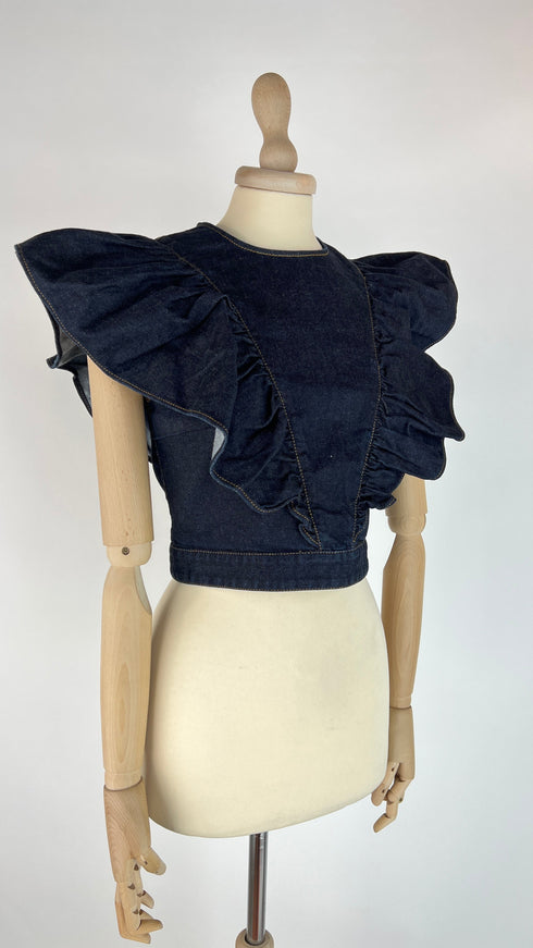 Top cropped in denim