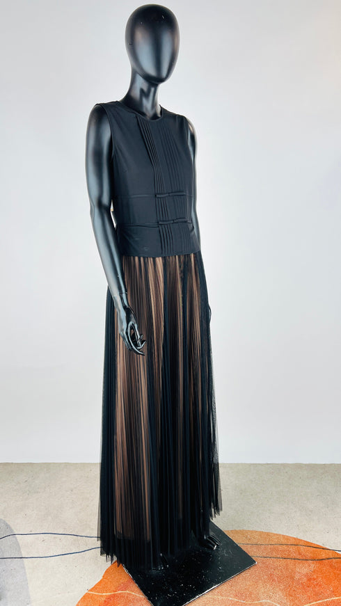 Abito lungo fiocchi e plissé