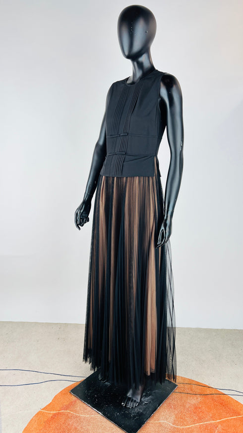 Abito lungo fiocchi e plissé