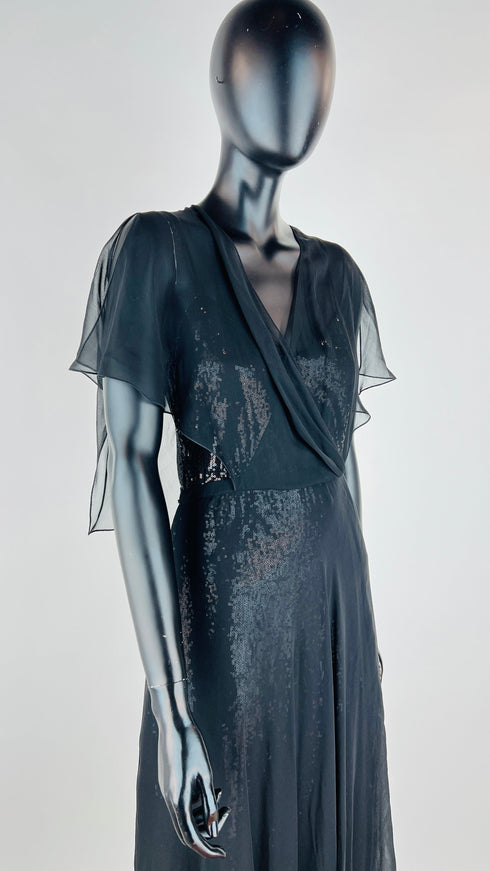 Abito lungo doppio tessuto con cartellino