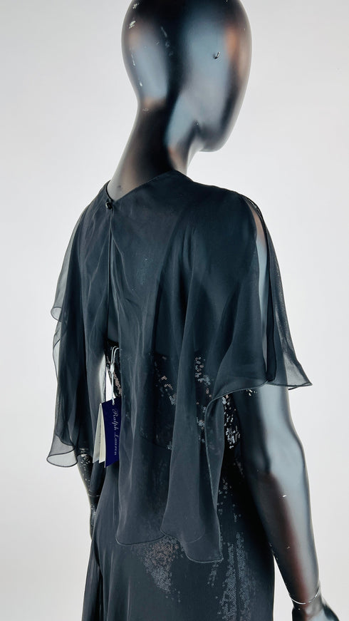 Abito lungo doppio tessuto con cartellino