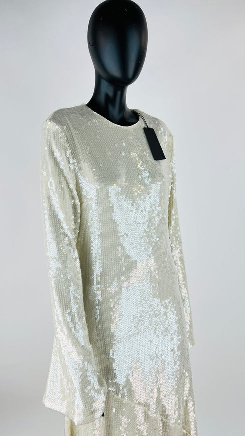 Abito lungo paillettes con cartellino