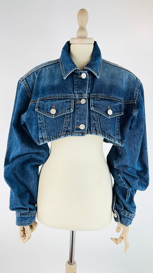 Giacca cropped in jeans