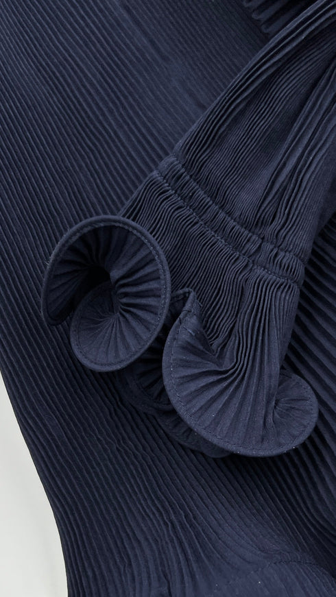 Abito lungo blu plissettato