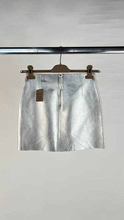 Gonna in pelle argento