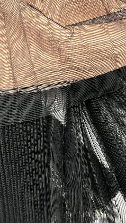 Abito lungo fiocchi e plissé