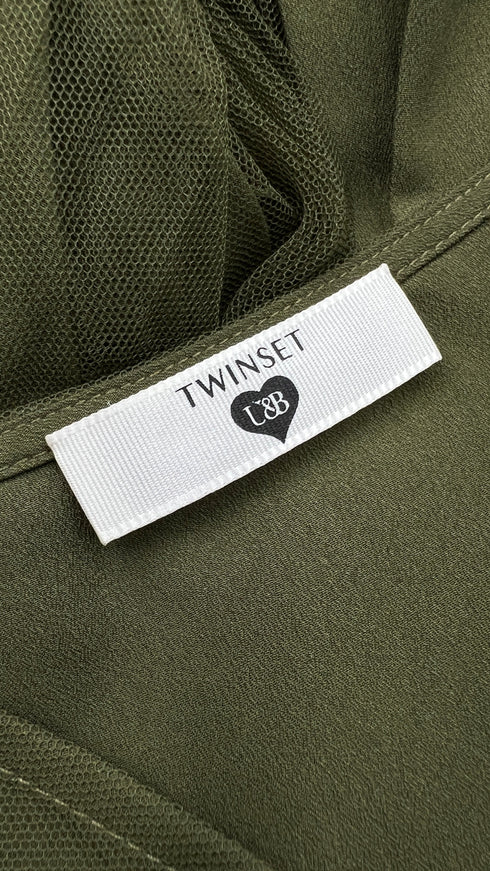 Abito lungo in tulle plissé