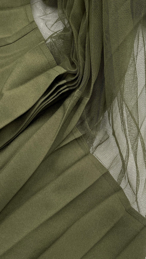 Abito lungo in tulle plissé