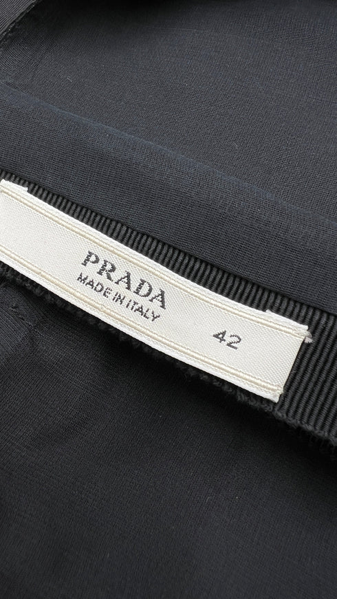 Abito midi nero con fiocco