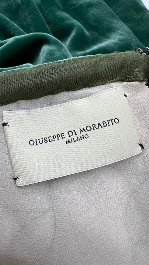 Abito lungo in velluto verde