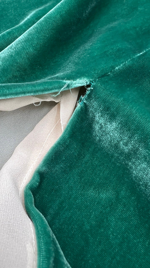 Abito lungo in velluto verde