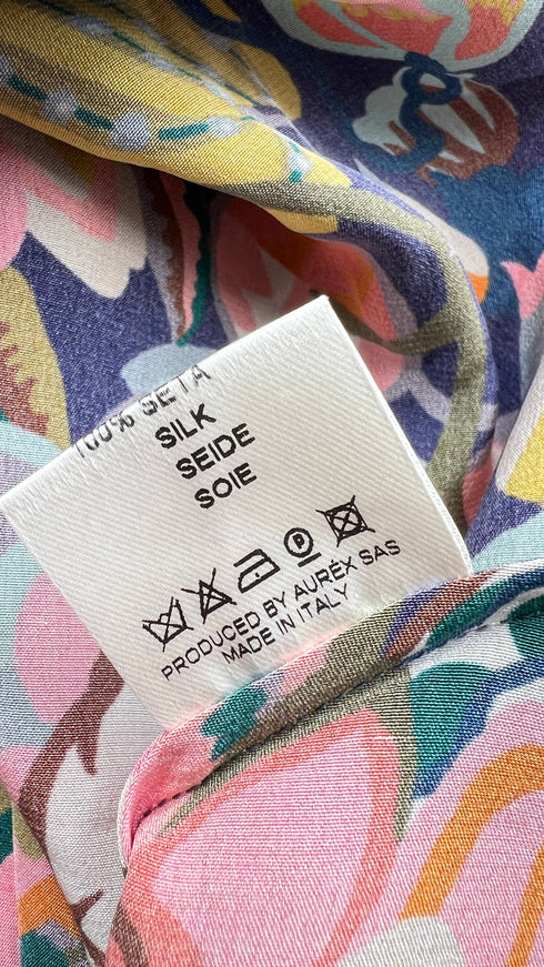 Abito lungo in seta a fiori