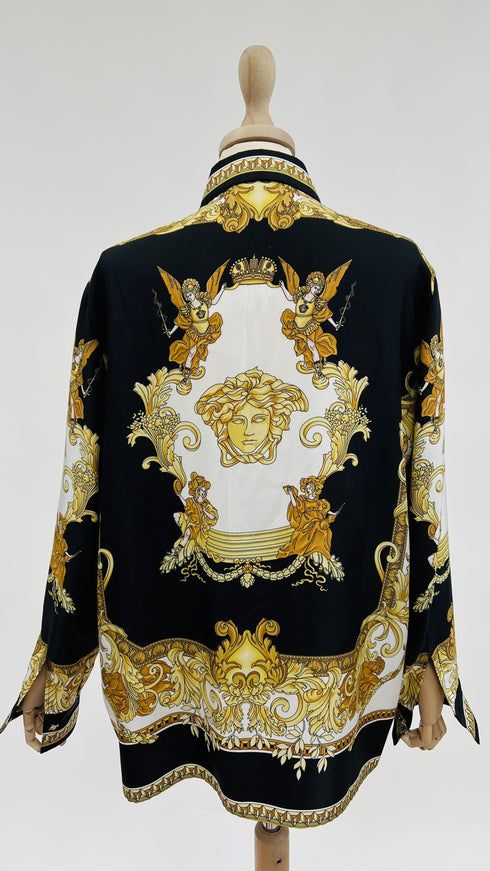 Camicia in seta stampa barocca