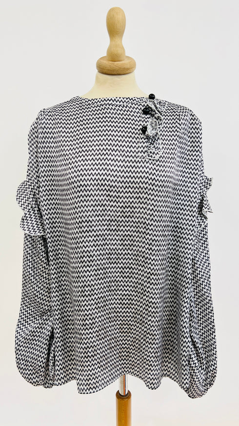 Blusa zig-zag e jacquard