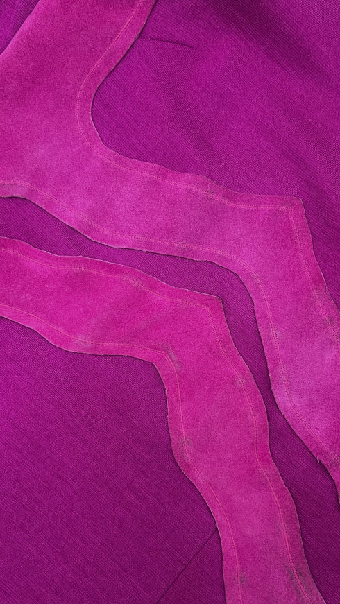 Abito midi inserti magenta suede