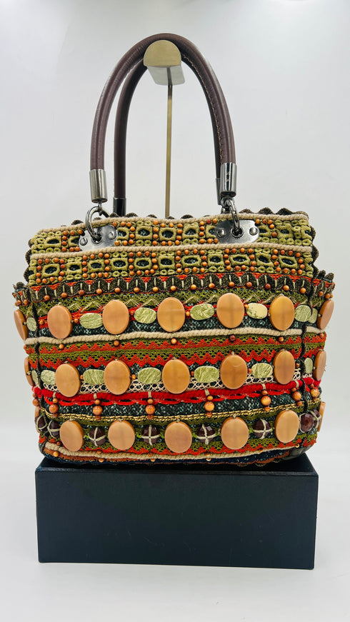 Borsa a spalla ricamata