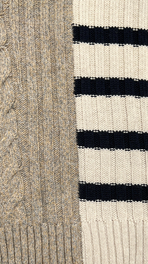 Maglione trecce e righe