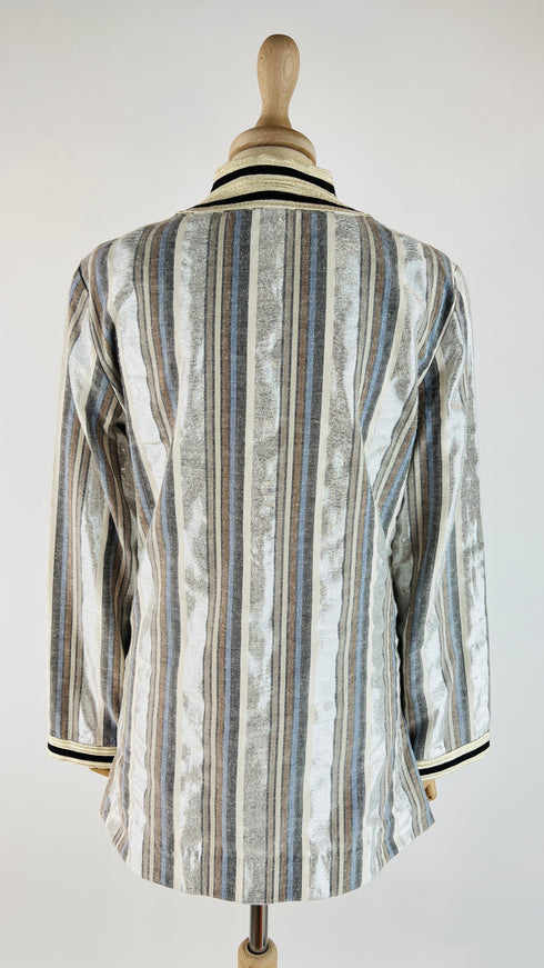 Blusa a righe lurex con cartellino