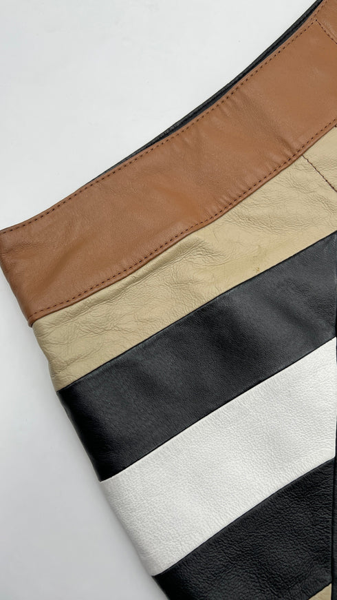 Gonna patchwork in pelle